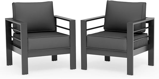 UDPATIO Patio Sofa Aluminum Patio Furniture Chair, Thickness 5" Cushion Outdoor Seating Set for Balcony(Include Waterprroof Cover)