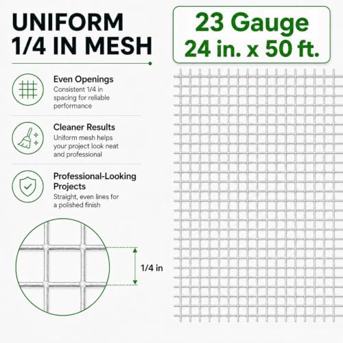 GoldPeak Hardware Cloth 1/4 inch Wire Mesh 24 inch x 50 Foot 23 Gauge