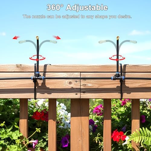 360° Adjustable Drip Irrigation System 33FT Garden Watering System with 10 Nozzles, Garden Irrigation System, Greenhouse Accessories, Greenhouse Drip Irrigation Kit for Yard, Lawn, Plants (33FT)
