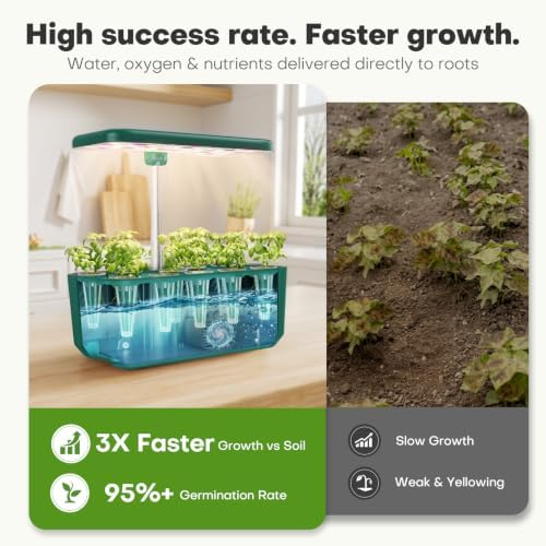 Ahopegarden Hydroponics Growing System: 10 Pods Indoor Herb Garden with LED