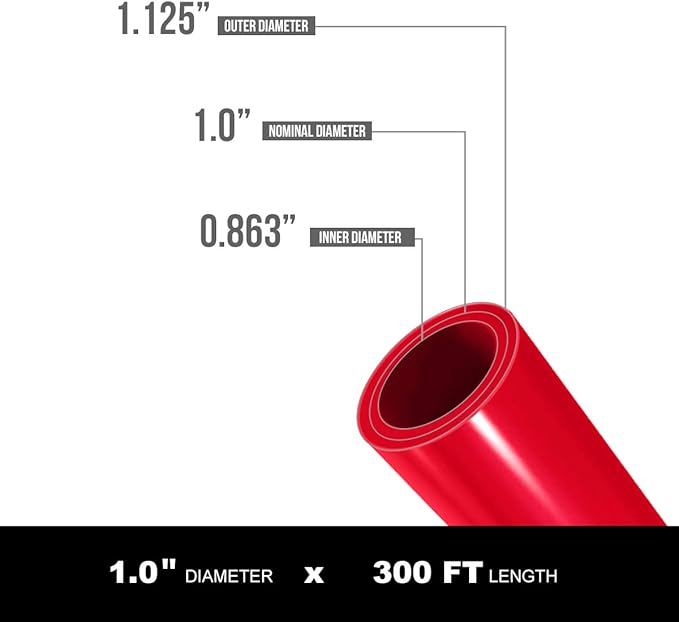 Pex-A Tubing 1 Inch x 300 Ft Pex Tube Coil, Non-Barrier Pex Pipe for Potable Water, 1" Pex Flexible Water Tubing for Plumbing, Red Pex Tubing