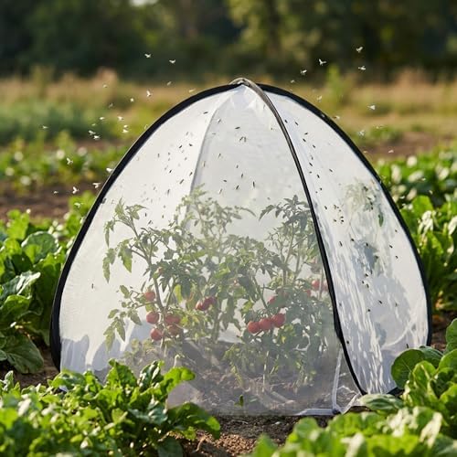 2Pcs Pop Up Insect Barrier Plant Cover Tent,Plant Protectors Mesh Enclosure