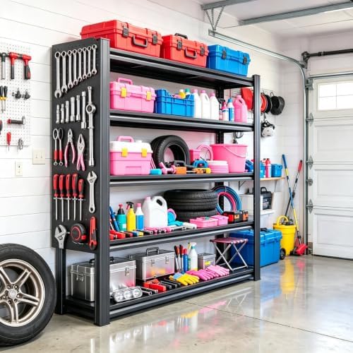 Garage Shelving, 5 Tier Heavy Duty Storage Shelves with Pegboard