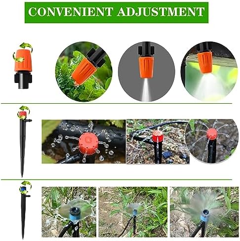 226FT Greenhouse Micro Drip Irrigation Kit Automatic Irrigation System Patio Misting Plant Watering System with 1/4 inch 1/2 inch Blank Distribution Tubing Hose Adjustable Nozzle Emitters Sprinkler