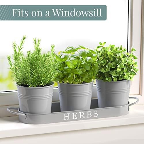 Barnyard Designs Indoor Herb Garden Planter Pots Set/3 (Cool Grey)