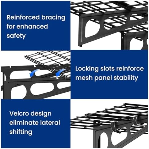 FLEXIMOUNTS 2-Pack Garage Shelving with Hooks, 2x6ft Storage Shelves, Black
