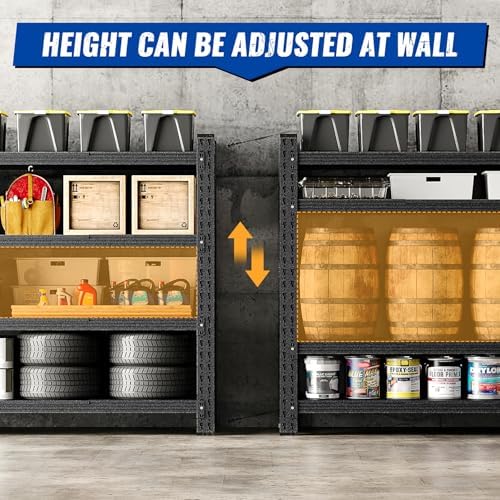 BYNSOE Heavy Duty Storage Shelving Unit 71''W, 4 Tier Adjustable Garage Shelving Rack, 5000 lbs Capacity Steel Storage Rack, Shelves for Garage, Basement, Warehouse71 W X 24" D X 69" H