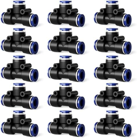 5/16 Inch Drip Irrigation Tee Connectors, Barbed T Fittings for 5/16" Tubing, Quick-Install Leak-Resistant Splitters for Garden & Drip Irrigation Systems, 15 Pack