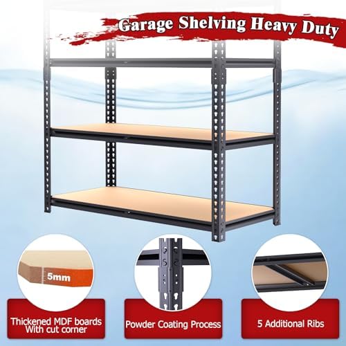 72" H Garage Storage Shelves,Storage Shelves Heavy Duty,2400LBS Heavy Duty Garage Shelving,Adjustable 5 Tier Shelving for Garage Storage,Warehouse,16"x35.5"x72"