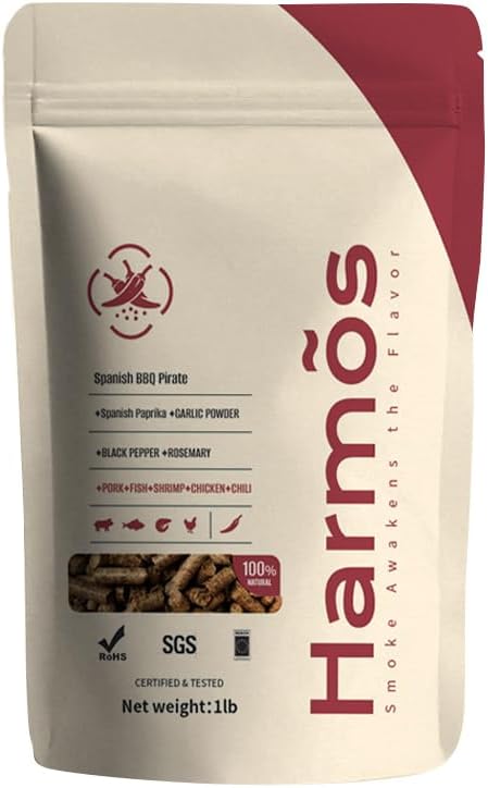 Harmos 4-Wood Pellets with Paprika, Black Pepper, Garlic Powder & Rosemary – Natural Grill Pellets for Ninja Woodfire, Pellet Stove & Outdoor Cooking, Resealable 2-Pack
