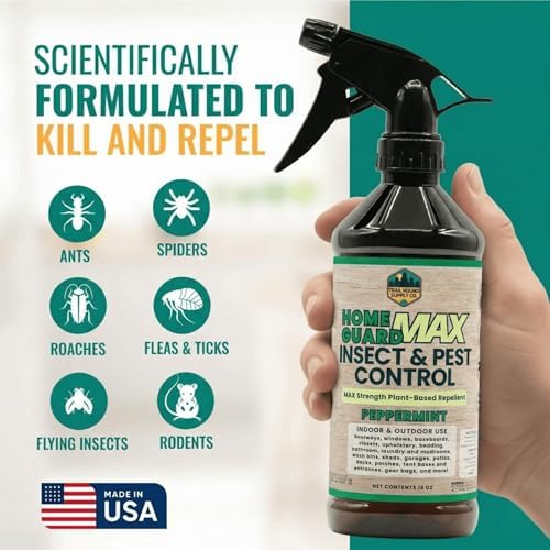 Home Guard MAX - Peppermint Insect & Pest Control Spray - Natural Peppermint Oil Spray for Bugs - Plant-Based Indoor & Outdoor Spider Spray (1, 16 Fl Oz (Pack of 1))