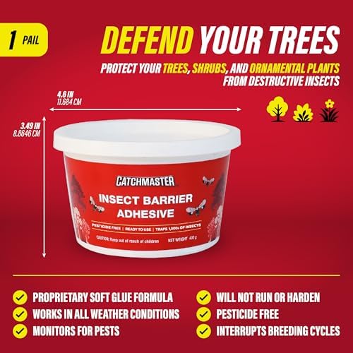 Catchmaster Tree Banding Insect Barrier DIY 15oz Pail, Lanternfly & Ant Traps, Outdoor Adhesive Crawling Insect Trap to Protect Trees, Fruit & Plants