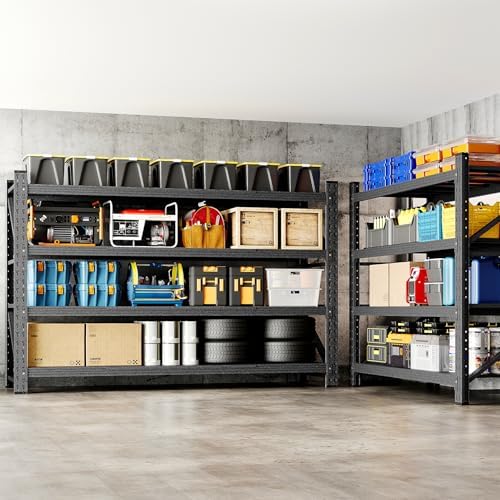 BYNSOE Heavy Duty Storage Shelving Unit 71''W, 4 Tier Adjustable Garage Shelving Rack, 5000 lbs Capacity Steel Storage Rack, Shelves for Garage, Basement, Warehouse71 W X 24" D X 69" H