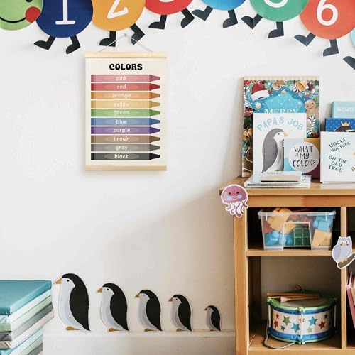 TLESKE Colorful Classroom Colors Learning Educational Poster Hanger Frame, Homeschool Hanging Wall Art Decor for Toddlers Kids Room Nursery Playroom, Preschool Prek Poster Print Banner, 12x16