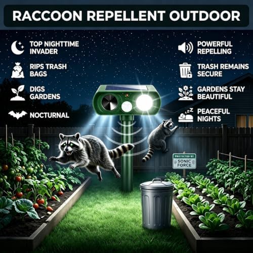 2026 Upgraded Sonic Fortress Pro Deer Repellent Devices,Solar Ultrasonic Animal Repellent with Motion Sensor & Strobe Light Waterproof Cat Deterrent Outdoor for Backyard,Yard,Flower Bed 4Pack