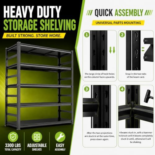 Garage Shelving,2-in-1 Adjustable Storage Shelves with Guard