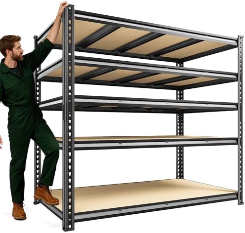 55.1" W Garage Shelving,5-Tier Metal Storage Rack for Basement