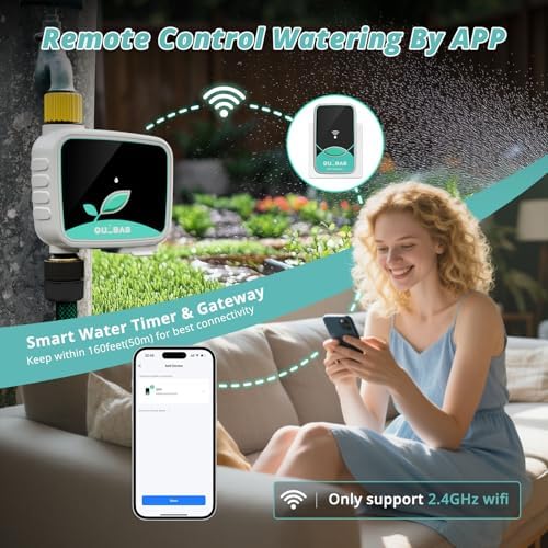 QUOBAS WiFi Water Timer for Garden Hose, 1 Zone Brass Smart Sprinkler Timer