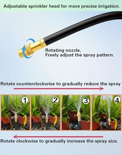 Drip Irrigation System,Automatic Garden Watering System, 360 Degree Adjustable Garden Sprinkler, High Output Mist Spray Nozzle for Potted Plants, Easy Connect & Rotating Head, Customizable Water Flow