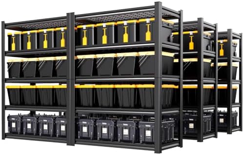 6 Pack Garage Shelving 5-Tier Heavy Duty Storage Shelves, Tool-Free Adjustable Metal Shelf Unit, Utility Organizer Rack for Basement, Pantry, Kitchen, Warehouse, 15.7" Dx35.4 Wx71.2 H, Black