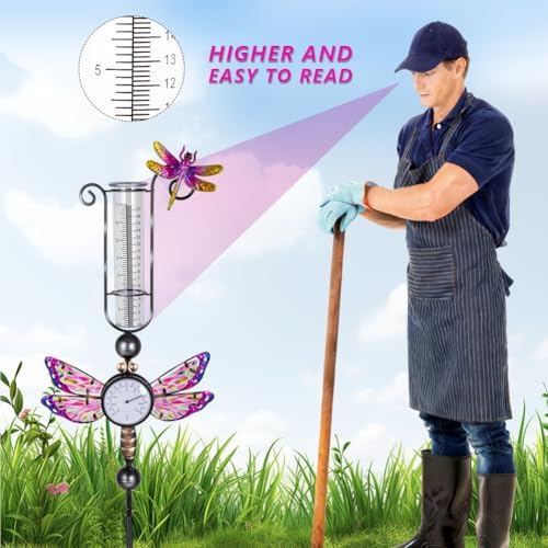 Rain Gauge Outdoor with 7 Inch Plastic Tube