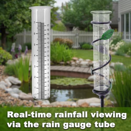 27" Garden Rain Gauge - 7" Plastic Tube for Outdoor Indoor Use, Patio Yard Decor Statue