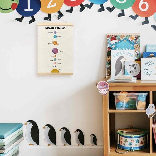TLESKE Boho Classroom Solar System Decor Poster Hanger Frame for Kids, Homeschool Hanging Wall Art Room Decor for Toddlers Playroom Nursery, Preschool Prek Learning Educational Poster Prints, 12x16