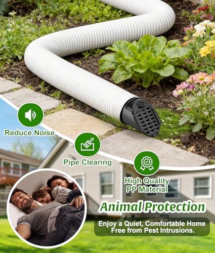 Rain Gutter Downspout Extension Hose Guard, Drain Downspout Extender Outlet Filter and Leaf Guard, for Standard 4'' Circular Threaded Hose, Black