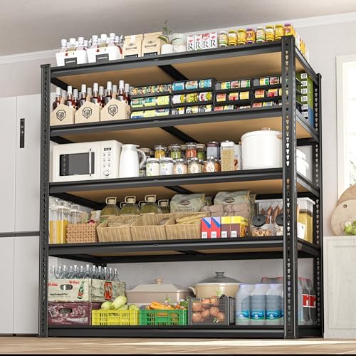 ROOMFAVE 2300LBS Storage Shelves Heavy Duty, 5 Tier, Black,2PCS
