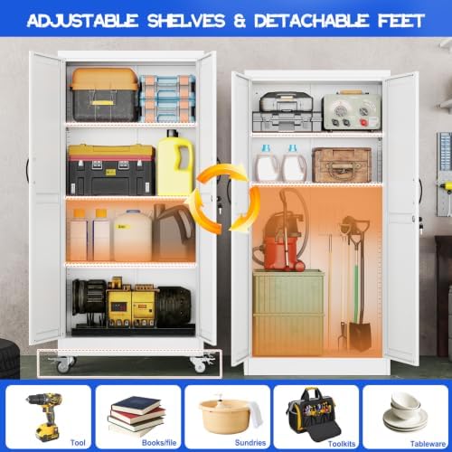 GAIOUS 61" Tall Metal Storage Cabinet with Lock and Wheels, File Cabinet