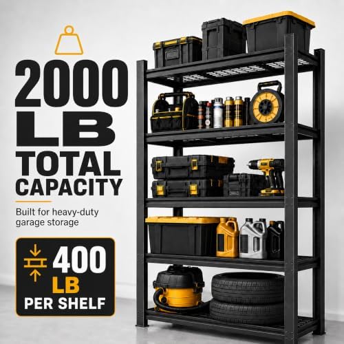 SAWJEC Garage Shelving Unit, 72" Heavy Duty Metal Shelves, 2000 lb