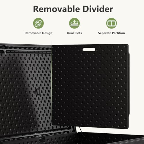 Outdoor Storage Box,260 Gallon Deck Box Outdoor Storage Bench Outside Waterproof Resin Storage Bench, Lockable Patio Cushions, Garden Tools Storage For Furniture, UV Resistant (Black)