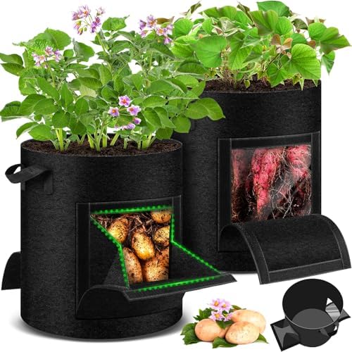 2 Pack 15 Gallon Potato Grow Bags with Pull-Down Harvest Window