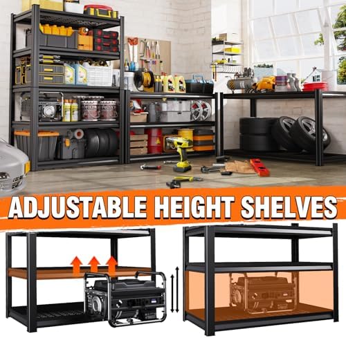Set of 6 Garage Shelving-3000 lbs 5 Tier Storage Shelves,Adjustable Heavy Duty Metal Shelving Unit and Storage Large Wire Rack,Utility Steel Shelf for Warehouse Industrial Pantry Basement -78"x46"x20"