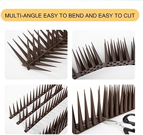 OFFO Bird Spikes Pigeon Outdoor Spikes for Cat Keep Birds Raccoon Woodpecker Away Covers 40 Feet(12.2m), Brown
