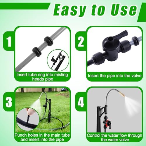 15 Sets 360° Adjustable Irrigation Misting Heads with Stake