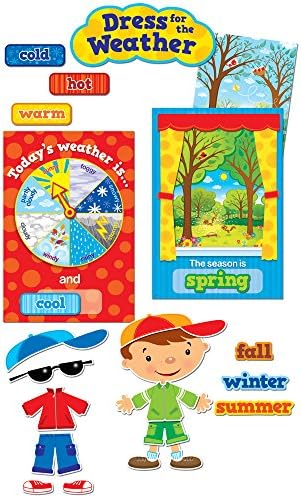 CTP Seasonal Dress for The Weather Bulletin Board Set, 57 Pieces (Creative Teaching Press 1640), 3"-17.5", Multi Color