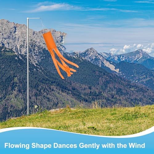 M METERXITY 1-Pack Windsock Flag, Colorful Wind Socks for Garden/Yard/Patio/Home Decor, Spring Summer Fall Winter Outdoor Hanging Decoration [39.4 in / 100cm, Orange]