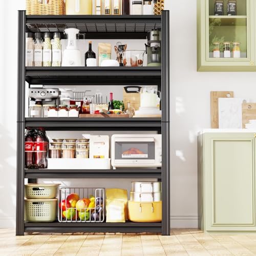 4-Pack Storage Shelves,Adjustable Shelving Unit,5T Metal Garage Shelving ,Heavy Duty Garage Storage Shelves, Quick-Install Wire Shelving Unit Utility Rack Shelf for Warehouse, 78’H*45.6''W*19.7’D