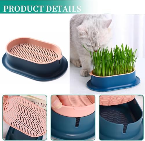 Cat Grass Planter for Indoor Cats (No Seeds Included) Hydroponic Pet Grass Seeds Growing Trays Soilless Wheatgrass Planting Pot