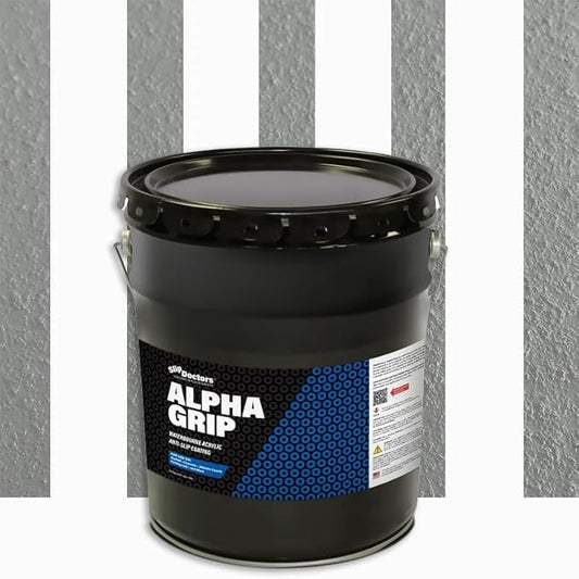Alpha Grip Non-Slip Paint for Concrete & Asphalt – Non-Skid Coating Ideal for Striping Parking Lots, Playgrounds & Pavements (Light Gray, 5 Gallon)