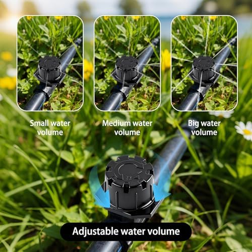 150 Pcs Adjustable Drip Irrigation Emitters for 4mm x 7mm PE Tubing, 8-Hole 360° Adjustable Micro Drippers, Anti-Clog Drip Sprinklers for Garden Irrigation System, Adjustable Flow 0–120L/H