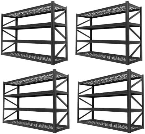 4-Tier Heavy Duty Garage Shelving, 8,000 lbs Capacity Adjustable Metal Storage Shelving Unit for Garage, Basement, Warehouse & Workshop, 71" W x 24" D x 71" H