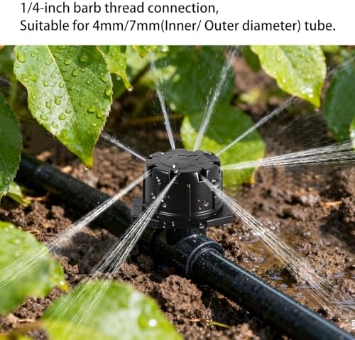 150 Pcs Adjustable Drip Irrigation Emitters for 4mm x 7mm PE Tubing, 8-Hole 360° Adjustable Micro Drippers, Anti-Clog Drip Sprinklers for Garden Irrigation System, Adjustable Flow 0–120L/H