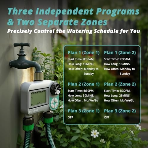 QUOBAS Sprinkler Timer, Weekly Programmable Water Timer for Garden Hose