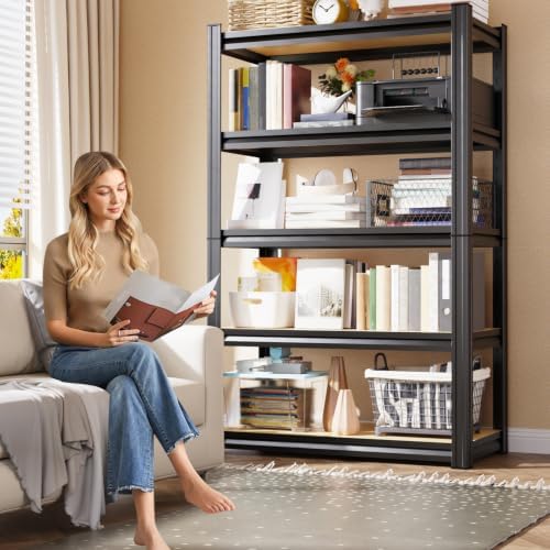 78" H x 46" W x 20" D Garage Shelving for Large Storage Organization, 5-Tier Adjustable Metal Storage Rack for Tools, Storage Bins & Bulk Items, Utility Shelf for Garage,Pantry & Workshop