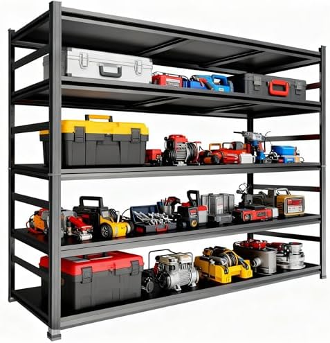 Garage Shelving Units and Storage, Heavy Duty Storage Shelves Adjustable Tall Shelf Steel Shelving for Industrial, Warehouse, Basement