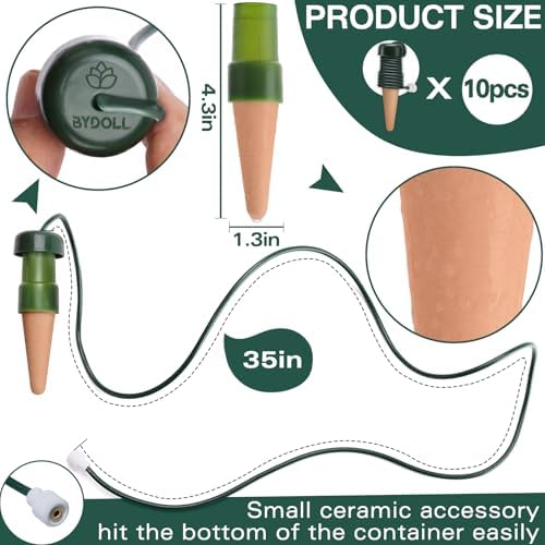 BYDOLL Plant Self-Watering Stakes Automatic Dripper Watering Terracotta Spikes for Indoor Outdoor Plant,Watering Insert Devices for Vacation use,Bonsai Garden Drip Irrigation System(10 Pack)