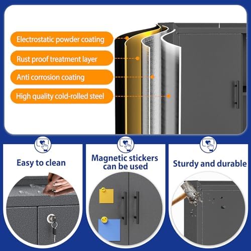 GAIOUS 35.6'' Tall Metal Garage Storage Cabinet with Wheels,Rolling File Cabinet with Lock and Adjustable Shelves,Outdoor Steel Tool Cabinet for Home,Office,Garage,Black