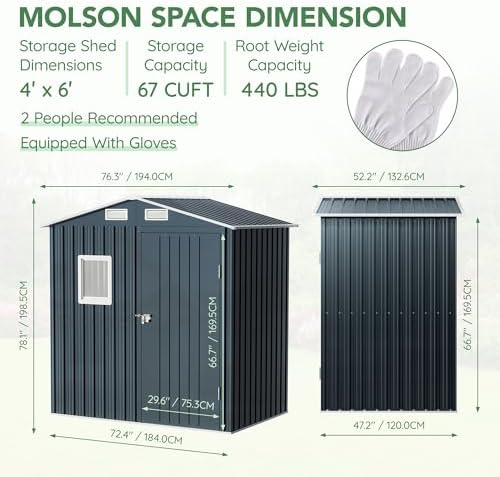 Breezz Outdoor Steel Storage Shed, 6 x 4 ft